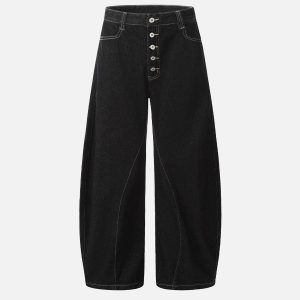 Concert Outfit Line Embroidery Barrel Loose Jeans