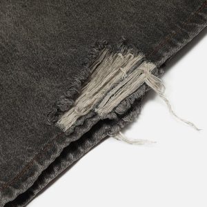 Concert Outfit Line Print Washed Loose Jeans