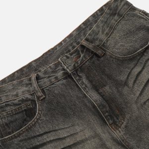 Concert Outfit Line Print Washed Loose Jeans