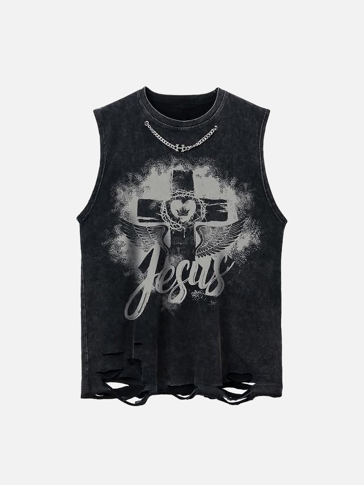 Concert Outfit Love Cross Street Rap Sleeveless Vest Concert Outfit Love Cross Street Rap Sleeveless Vest