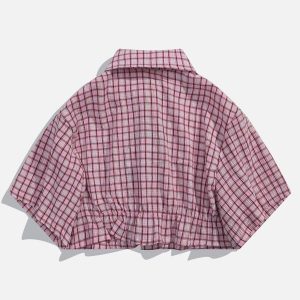 Concert Outfit Love Embroidered Plaid Tee