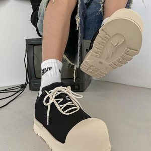 Concert Outfit Low Top Canvas Platform Sneakers