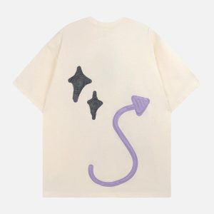 Concert Outfit Made Retro Skull Letter Foam T-Shirt