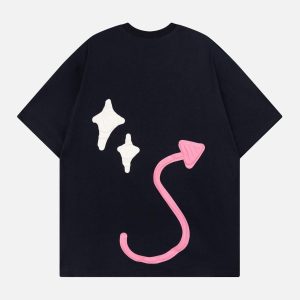 Concert Outfit Made Retro Skull Letter Foam T-Shirt