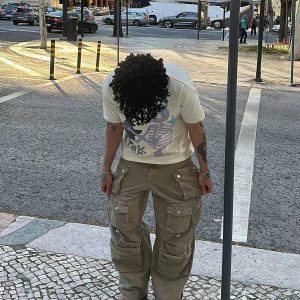 Concert Outfit Made Retro Skull Letter Foam T-Shirt