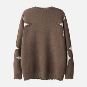 Concert Outfit Maillard Star Tassel Ripped Sweater