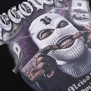 Concert Outfit Masked Gangster Portrait Printed T-Shirt
