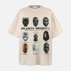 Concert Outfit Masked Mystery Iconic Faces Graphic Tee