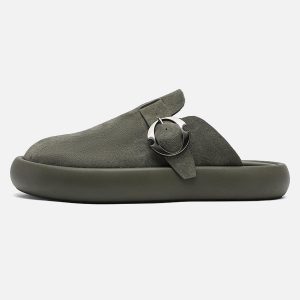 Concert Outfit Matte Suede Handmade Closed Toe Half-Slip Birkenstock Shoes