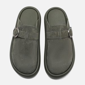 Concert Outfit Matte Suede Handmade Closed Toe Half-Slip Birkenstock Shoes