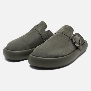Concert Outfit Matte Suede Handmade Closed Toe Half-Slip Birkenstock Shoes