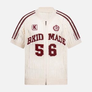 Concert Outfit Mesh Zip-Up Sports Jersey Short Sleeve Shirt