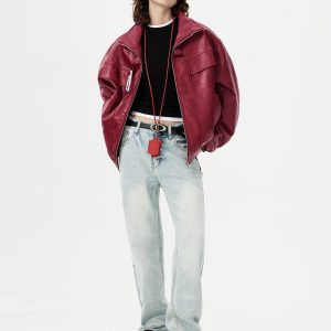 Concert Outfit Metal Buckle Faux Leather Jacket