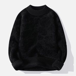 Concert Outfit Mink Fleece Solid Warm Sweater