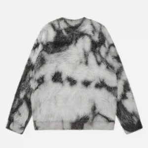 Concert Outfit Mohair Tie-Dye Design Sweater