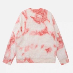 Concert Outfit Mohair Tie-Dye Design Sweater