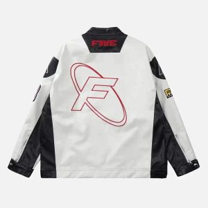 Concert Outfit Motorcycle PU Leather Stitching Racing Jacket