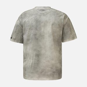 Concert Outfit Mud-Dyed Dirty Spray Cross Print Street Rap T-Shirt