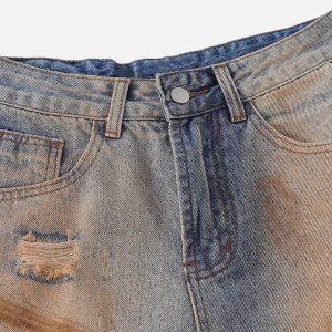Concert Outfit Mud Dyeing Distressed Jeans