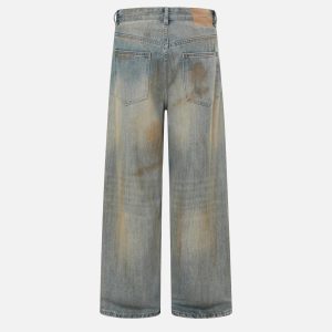 Concert Outfit Mud Dyeing Distressed Vintage Fade Jeans