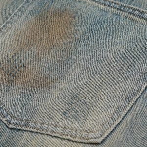 Concert Outfit Mud Dyeing Distressed Vintage Fade Jeans