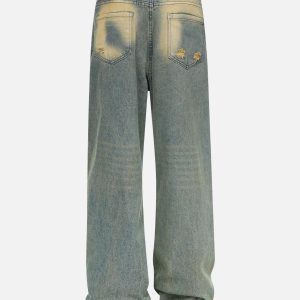 Concert Outfit Mud Dyeing Loose Jeans