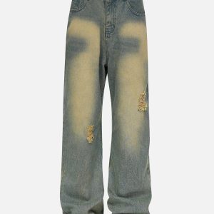 Concert Outfit Mud Dyeing Loose Jeans