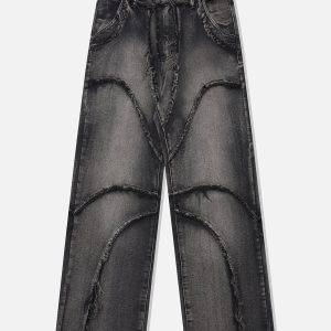 Concert Outfit Multi Fringe Washed Jeans