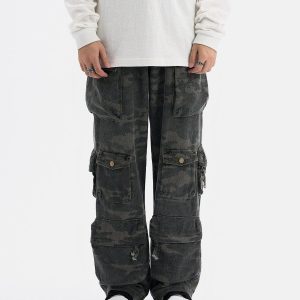 Concert Outfit Multi-Pocket Camouflage Cargo Pants