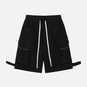 Concert Outfit Multi-Pocket Cargo Solid Drawstring Shorts
