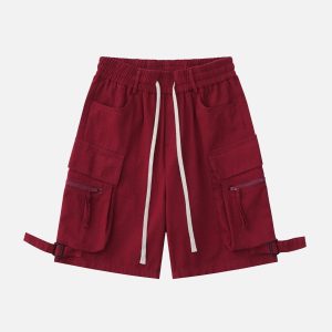 Concert Outfit Multi-Pocket Cargo Solid Drawstring Shorts