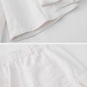 Concert Outfit Multi-Pocket Cargo Solid Drawstring Shorts