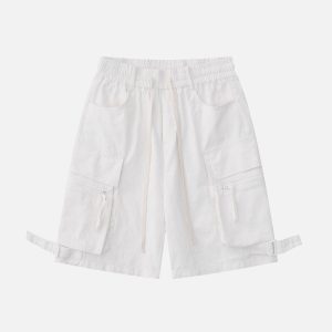 Concert Outfit Multi-Pocket Cargo Solid Drawstring Shorts