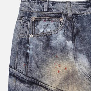 Concert Outfit Multi-Pocket Dirty Overalls Jeans