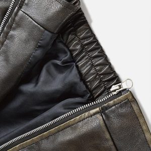 Concert Outfit Multi Pocket Faux Leather Cropped Jacket