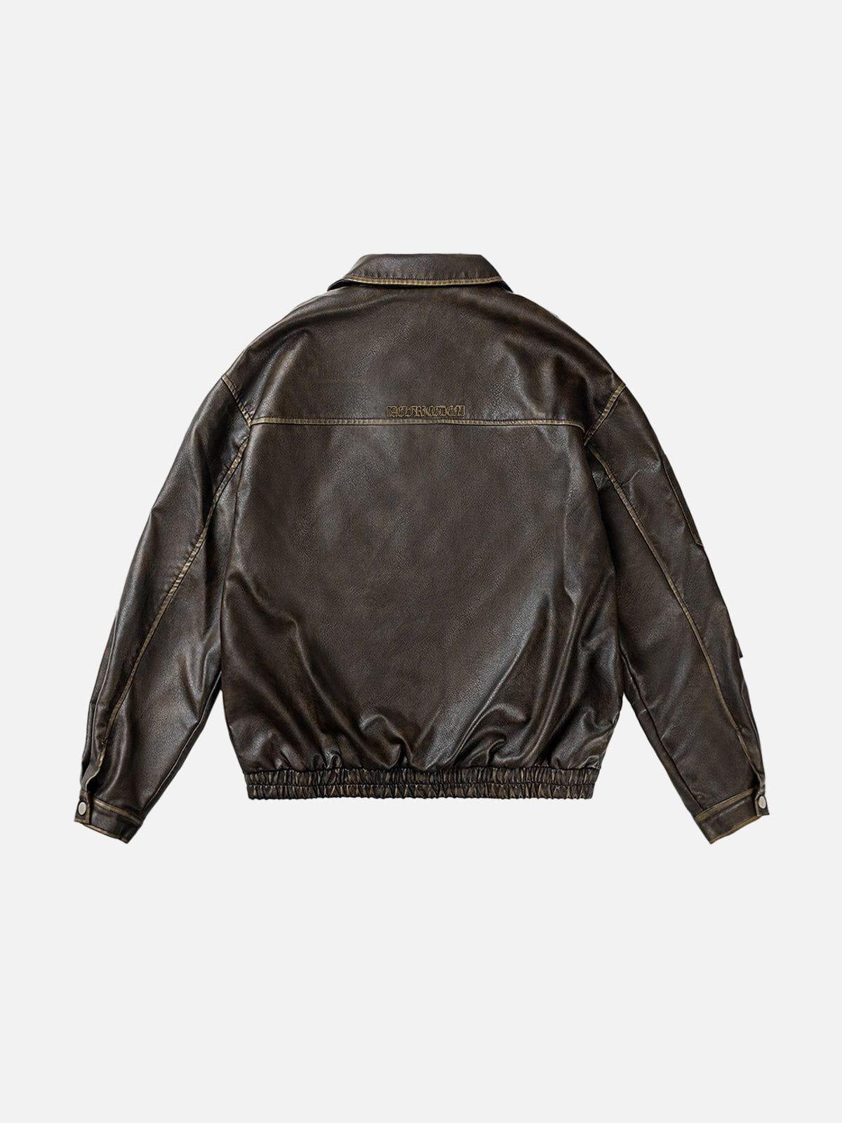 Concert Outfit Multi Pocket Faux Leather Cropped Jacket Concert Outfit Multi Pocket Faux Leather Cropped Jacket