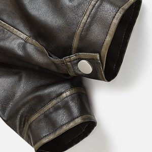 Concert Outfit Multi Pocket Faux Leather Cropped Jacket