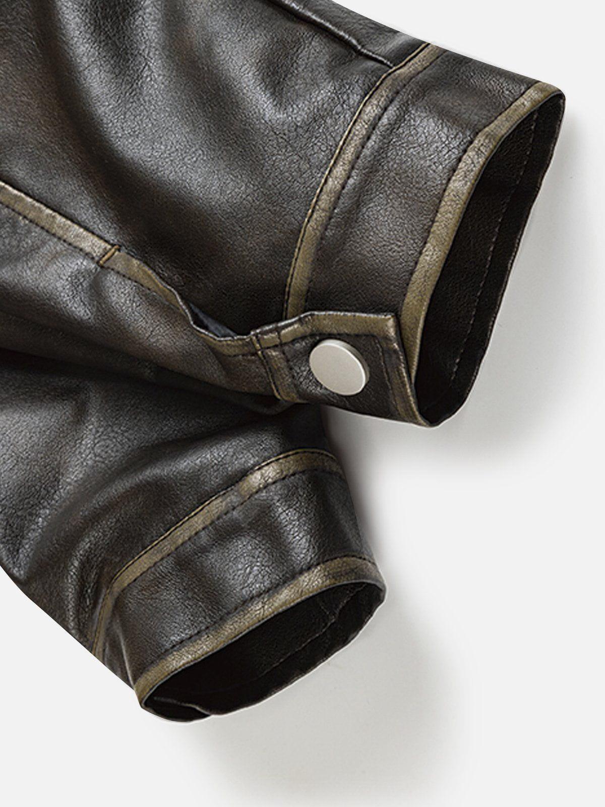 Concert Outfit Multi Pocket Faux Leather Cropped Jacket Concert Outfit Multi Pocket Faux Leather Cropped Jacket