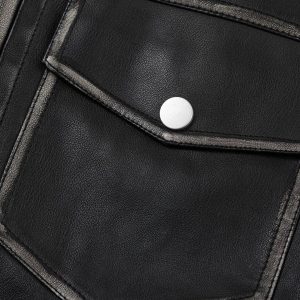 Concert Outfit Multi Pocket Faux Leather Jacket