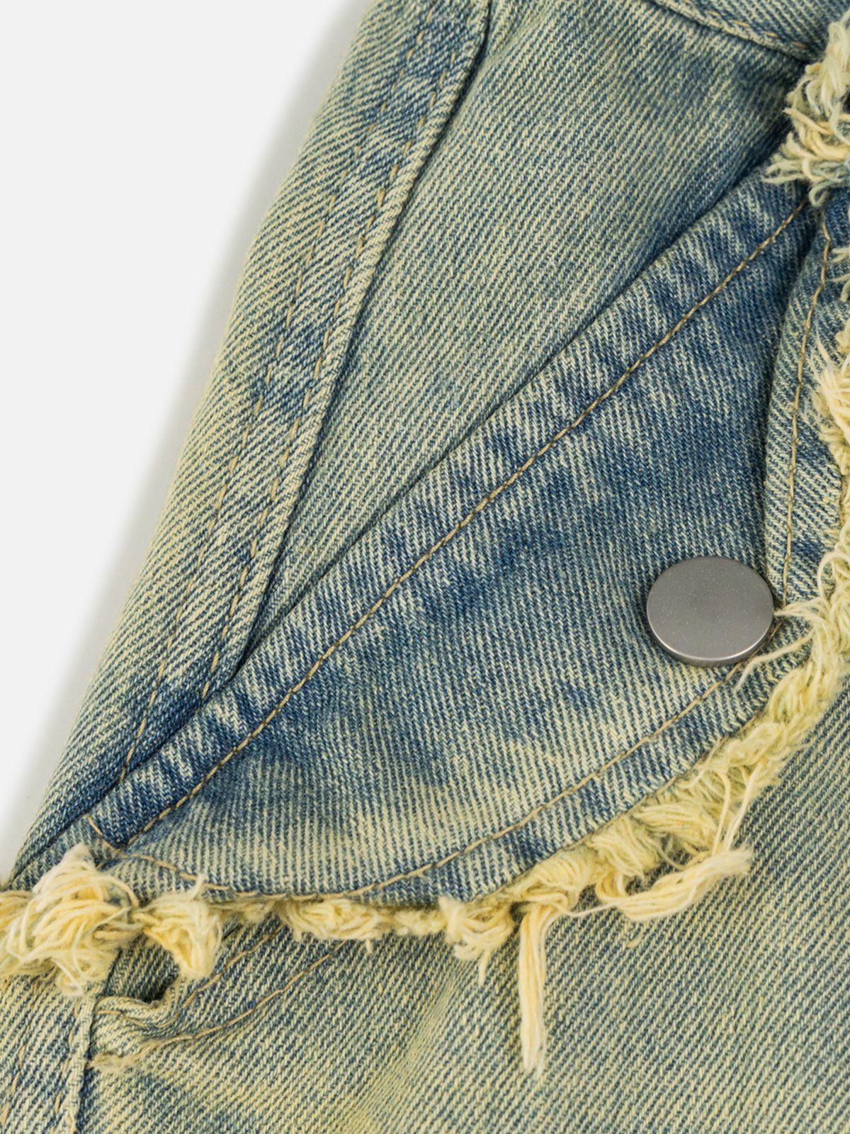 Concert Outfit Multi Pocket Fringe Washed Jeans Concert Outfit Multi Pocket Fringe Washed Jeans
