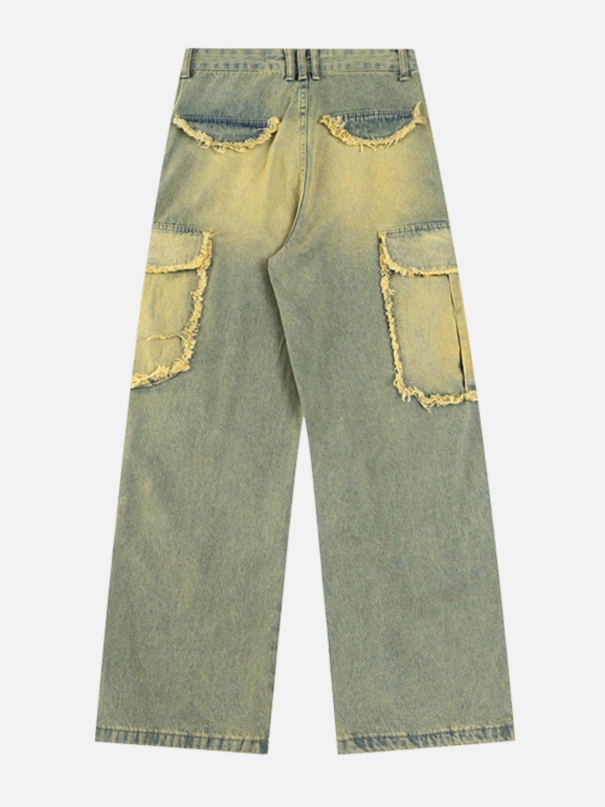 Concert Outfit Multi Pocket Fringe Washed Jeans Concert Outfit Multi Pocket Fringe Washed Jeans