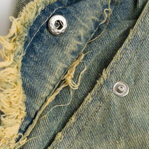 Concert Outfit Multi Pocket Fringe Washed Jeans