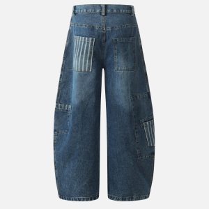 Concert Outfit Multi Pocket Loose Barrel Jeans