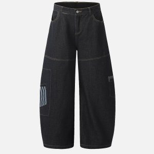 Concert Outfit Multi Pocket Loose Barrel Jeans