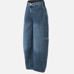 Concert Outfit Multi Pocket Loose Barrel Jeans