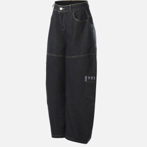 Concert Outfit Multi Pocket Loose Barrel Jeans