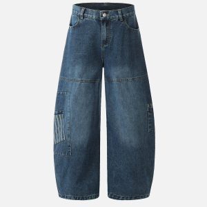 Concert Outfit Multi Pocket Loose Barrel Jeans