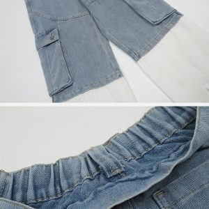 Concert Outfit Multi-Pocket Patchwork Jeans
