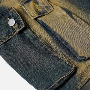 Concert Outfit Multi Pocket Washed Cargo Jeans