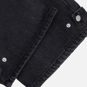 Concert Outfit Multi-Pocket Wide-Leg Jeans